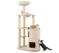 SOARS Rascador para gatos de 151 cm con barril rascador, poste rascador de sisal, plataforma, hamaca, cojín de felpa lavable, rascador para gatos, árbol trepador para gatos grandes