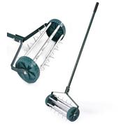 SOARS - Rodillo aireador de césped, rodillo φ 15 cm, escarificador manual de metal con clavos de 3 cm, protección antisalpicaduras, mango, para el cuidado del césped (45 x 21 x 126 cm)