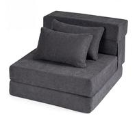 SOARS Sofá Cama Plegable 3 en 1, Sillón Cama Convertible con 2 Almohadas, Tela de Chenilla, Fundas Desmontables, Sofá Modular de Espuma para Salón, Dormitorio, Oficina (72 x 76 x 58 cm,Gris)