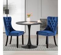 SoarTalent Juego de 3 mesas de comedor redondas de 31.5 pulgadas para 2, mesa de comedor negra y sillas de comedor tapizadas de terciopelo, juego de 2 para cocina, comedor, apartamento, espacio