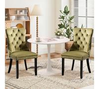 SoarTalent Juego de mesa de comedor redonda de 3 piezas de 31.5 pulgadas para 2, mesa de comedor blanca y 2 sillas de comedor tapizadas de terciopelo para cocina, comedor, apartamento, espacio pequeño