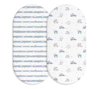 Soarwg Kids - Juego de 2 sábanas ajustadas para moisés, sábanas ajustadas de muselina para cuna, 100% algodón para cochecito y cuna de 83×43 cm para bebé niño y niña para moisés ovalado y rectangular