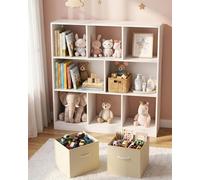 Soayone Estanteria Infantil y Juvenil Estanteria Libros Infantil con 2 Cajones de Tela Mueble Organizador Juguetes Multiuso para Habitacion y Salon Estructura Estable 97.5 x 30 x 100 cm Blanco