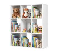 Soayone Estantería Infantil y Librería para Niños - Mueble Organizador de Juguetes Grande, Organizador Infantil con 9 Cubos, Almacenaje de Juguetes Flexible para Habitación, 93x29.5x93 cm