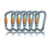 SOB Mosquetones de Escalada Mosquetón de Bloqueo,Gancho Mosquetón de Trabajo Pesado con Tapón de Rosca, Hecho de Aeroespacial Aluminio 7075(28KN 6pack)