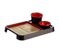 Soba Serving Tray - Soba Noodle Plates with Drain Mat, Non-Slip Food Dishes For Kitchen Restaurant Buffets Sauces Roller Condiments Dinner Appetizer Dessert Tea Ceremony