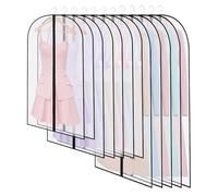 SOBEAU 12 Fundas de Ropa, Fundas Ropa Armario Transparente 60 x 120/100/80 cm, Bolsas Guardar Ropa Antipolvo Impermeable Camisas, Bolsa de Ropa para Traje, Vestidos, Camisas,Noche, Negro