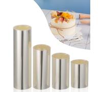 SOBEAU 4 Rollos Film Borde Tarta 6 cm/8 cm/10 cm/15 cm,Anillo Tarta 10 m Altura,Collar Transparente Enrollado Tarta,Film Acetato Tarta para Mousse Tarta Postre decoración