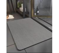 SOBEAU 40X60cm Alfombra de Baño Antideslizante, Alfombra Diatomita Baño, Súper Absorbente Microfibra Alfombrilla Baño, Rápido y Lavable Tapete Baño para Bañera y Ducha, Gris