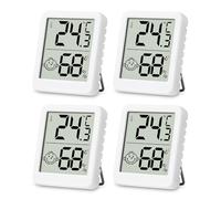 SOBEAU 4Pcs Higrometro Termómetro Digital Casa,Mini Higrómetro Termómetro Interior,Termometro Casa,Para el hogar oficina dormitorio jardín termómetro(blanco)