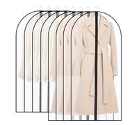 SOBEAU 8 Fundas de Ropa, Fundas Ropa Armario Transparente 60 x 120/100 cm, Bolsas Guardar Ropa Antipolvo Impermeable Camisas, Bolsa de Ropa para Traje, Vestidos, Camisas,Noche, Negro