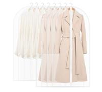 SOBEAU 8 Fundas de Ropa, Fundas Ropa Armario Transparente 60 x 120/100 cm, Bolsas Guardar Ropa Antipolvo Impermeable Camisas, Bolsa de Ropa para Traje, Vestidos, Camisas,Noche (Blanco)