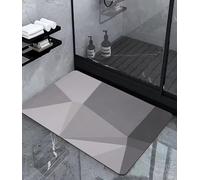 SOBEAU Alfombra de Baño Antideslizantes, Alfombra Diatomita Baño 40X60cm, Súper Absorbente Co, Microfibra Alfombra Antideslizante, para Bañera y Ducha,Gris