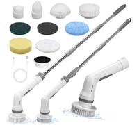 SOBEAU Cepillo De Limpieza Electric, Electrico Limpieza Hogar con 9 Cabezales de Cepillo de Repuesto, Cepillo Limpieza Electrico Mango Ajustable 2 Velocidades para Baño, Coche, Cocina,Suelo