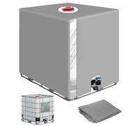 SOBEAU Cubierta para Depósito de Agua 1000 litros, Funda Deposito Protección con Película Transparente, Antipolvo Anti-uv Cubierta Funda Bidon, Tapa Deposito Agua Lluvia Gris (120 x 100 x 116 cm)