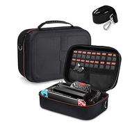 SOBEAU Funda para Nintendo Switch y Switch OLED, Carcasa Estuche para Nintendo Switch con Consola, Joy-con Grip, 18 Cartuchos, Mandos y Accessorios Funda Protector