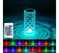 SOBEAU Lámpara de Mesa de Cristal,Creativa lámpara táctil de cabecera de cama de Rosa se puede ajustar a 16 colores y 4 modos,Luz Ambiental Recargable para el hogar Regalos de San Valentín