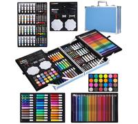 SOBEAU Maletin Pinturas para Niños, 144 piezas Estuche Pinturas, Pintura Acrílica, Lápices de Colores, Pasteles, Kit Pintura para Niños Adultos