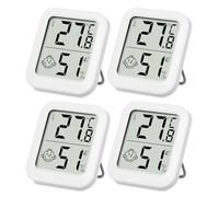 SOBEAU Mini Medidor de Temperatura y Humedad, Termómetro Higrómetro Interior 4 Unidades, Higrómetro Digital Interior con Indicador Sonriente para Habitación de Bebé, Salón, Oficina, Invernadero