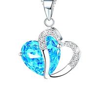 Sobeta Collar para mujer de plata de ley 925 con circonita con corazón vívido (estilo 9)