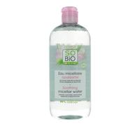 So'Bio Étic So Bio Agua micelar calmante orgánica | Infundida con jugo de aloe vera y rosa | Para pieles sensibles a reactivas | 500 ml