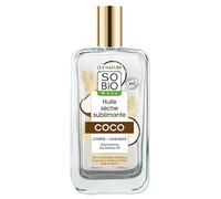 SO'BiO ético | Aceite seco Sublimante Coco Bio | Nutre - Sublime - Suavidad | Cuerpo, cara y cabello | Perfume natural de coco | 100% de origen natural | Vegano | 100 ml | Fabricado en Francia