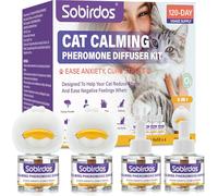 Sobirdos Kit difusor calmante de feromonas para gatos 6 en 1, alivia la ansiedad, reduce peleas/arañazos, 2 enchufes + 4 recambios, 120 días (naranja, L)