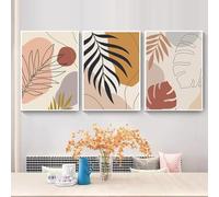 SOBMQ 3 Piezas-Líneas Abstractas Color Bloque Póster Imprimir Imagen Planta Nórdica Hojas Arte de Pared Pintura de Lienzo Póster de Guardería Cocina Decoración del Hogar-60 * 80cm*3Pcs (sin marco)