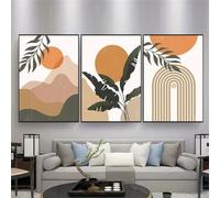 SOBMQ Abstracto Sol Geométrico Bohemio Tropical Botánico Arte Lienzo Pintura Nórdico Sala de Estar Cocina Oficina Decoración del Hogar Cartel-50 * 60cm*3PCS (sin marco)