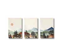 SOBMQ Arte Decoración-Póster Arte Mural Montaña Acuarela Naturaleza Estampado Montaña Pósteres Paisajes Conjunto Arte Impreso Pintura Decoración Sala Estar Cocina Oficina-30 * 50cm-3PCS (Sin marco)
