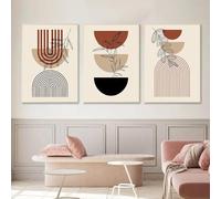SOBMQ Conjunto de 3-Líneas Abstractas Hoja Arte de Pared Pinturas de Lienzo Geometría Nórdica Poster Impresión Imagen Sala de Estar Cocina Decoración Obra de Arte-50 * 70cm*3Pcs (sin marco)