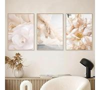 SOBMQ Fotos-Cuadro Abstracto de Pared Con Paisaje de Flores y Plantas en Tonos Beige Póster Impreso para la Decoración del Hogar Ideal para la Sala de Estar O el Dormitorio-40 * 60cm-3PCS (Sin marco)