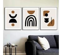 SOBMQ Moderna Geometría Abstracta Marrón Negro Arco Iris Lienzo Pintura Pósters Nórdicos e Impresiones Imágenes de Pared Sala de Estar Oficina Decoración del Hogar-40 * 50cm*3PCS (sin marco)