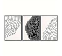 SOBMQ Negro Blanco Espiral Polígonos Formas Abstractas Ilustraciones Arte Moderno Bohemio Nórdico Calma para Sala de Estar Dormitorio Decoración de Oficina-40 * 60cm*3PCS (sin marco)