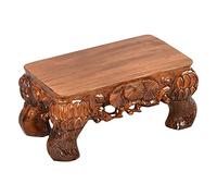 SOBOLON Base para macetas de interior, base de bonsái, base de madera, jarrón de estatua de Buda, artesanía antigua, adornos rectangulares de piedra extraña para decoración del hogar, oficina, jardín,