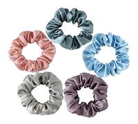SOBONNY Coleteros de seda para el cabello, 100 % seda de morera, no daña la prevención del encrespamiento, coletero para dormir y dormir, accesorios para el cabello para mujeres (goma roja, azul
