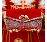 Sobre bordado Best Wishes Brocado rojo, exquisito Hongbao de gran capacidad, para boda, cumpleaños (estilo 5)