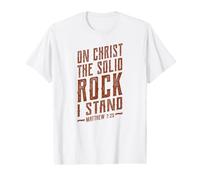 sobre Cristo La Roca Sólida I Stand - Mateo 7:25 Verso de la Biblia Camiseta gráfica económica