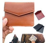 Sobre de cuero para dinero,Sobre regalo dinero cueros,Sobre de efectivo cueroo,Cartera plana cuero minimalista,Formato fino 10.5×9 cm,Para billetes y tarjetas,Regalo elegante (Marrón oscuro)