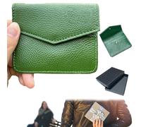 Sobre de cuero para dinero,Sobre regalo dinero cueros,Sobre de efectivo cueroo,Cartera plana cuero minimalista,Formato fino 10.5×9 cm,Para billetes y tarjetas,Regalo elegante (Verde oscuro)