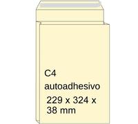 Sobre de muestras con fuelle crema | 324 x 38 mm | C4 | adhesivo | 10 unidades