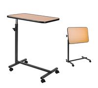 Sobre el escritorio de la cama, mesa de litinada inclinada, mesa de noche ajustable multifuncional, mesita de noche de costado de forma médica con ruedas y frenos para el hospital y el uso médico del