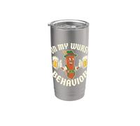 Sobre mi comportamiento en las salchichas, divertida cerveza Bratwurst Vaso térmico de acero inoxidable de doble pared