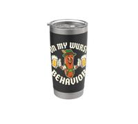 Sobre mi comportamiento en las salchichas, divertida cerveza Bratwurst Vaso térmico de acero inoxidable de doble pared