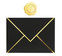 Sobre Para Invitaciones 50 sobres + pegatinas A7 Sobre de invitación lujo, tarjeta con carta(Black)