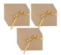 Sobre Para Regalar, Ambesty 30 Piezas Sobres de Papel Kraft Retro Tarjetas con Cinta para Tarjeta de Boda Cumpleaños Felicitacion Visita Fiesta, Invitaciones Hechas a Mano (Cintas Doradas)