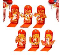 Sobre Rojo - 6.69 X 3.54 Pulgadas Patrón Caballo | Paquetes Creativos 3D-seis Piezas De Papel Hongbao Para Año Nuevo, De Primavera, Regalos De Cumpleaños, Bendiciones Familiares Para, a, Se