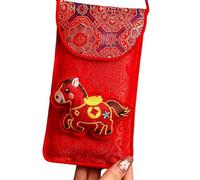 Sobre rojo bordado para dinero - Paquete de regalo tradicional chino de 9 cm, bolsillo decorativo para dinero de larga duración | Ideal para matrimonio, compromiso, cumpleaños, boda, hombres, niños, n