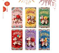 Sobre rojo chino - 6 piezas de buena suerte lindo Hong Bao, sobres de festival de primavera para dinero en efectivo - para tarjetas de felicitación, festival de primavera, Tet, boda, vacaciones