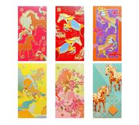 Sobre rojo chino - 6 piezas Tema caballo bolsa de moneda, 2026 diseños de corte de papel sobre rojo - para niños, niñas, familia, amigos, cumpleaños, año nuevo